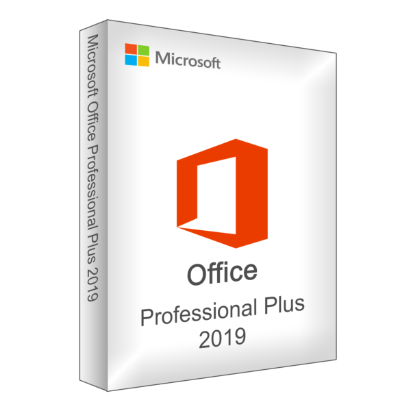 Microsoft Office Professional Plus 2019 Verpackung oder Produktbox.